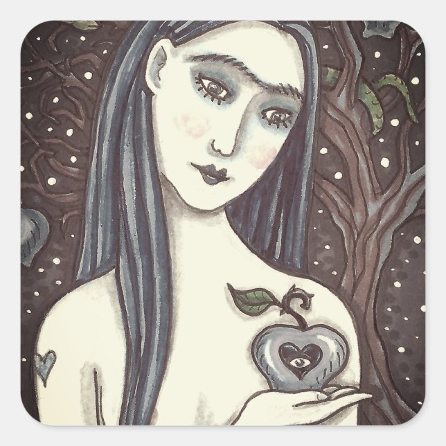 GOTH EVE, DARK GARDEN OF EDEN, WOMAN, SERPENT SQUARE STICKER (Front)