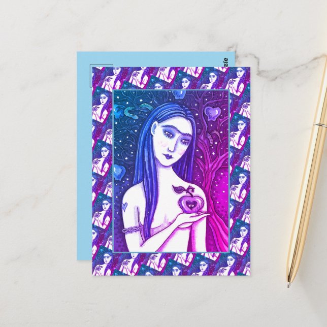 GOTH EVE, DARK SIDE OF EDEN, APPLE & SERPENT POSTCARD (Front/Back In Situ)