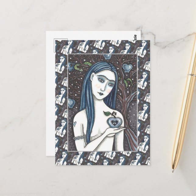 GOTH EVE, DARK SIDE OF EDEN, APPLE & SERPENT POSTCARD (Front/Back In Situ)
