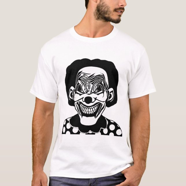 goth Evil Monster creepy Clown Scary Circus art T-Shirt (Front)
