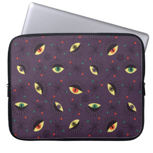 Goth Eyes Witchy Purple Pattern Occult Laptop Sleeve