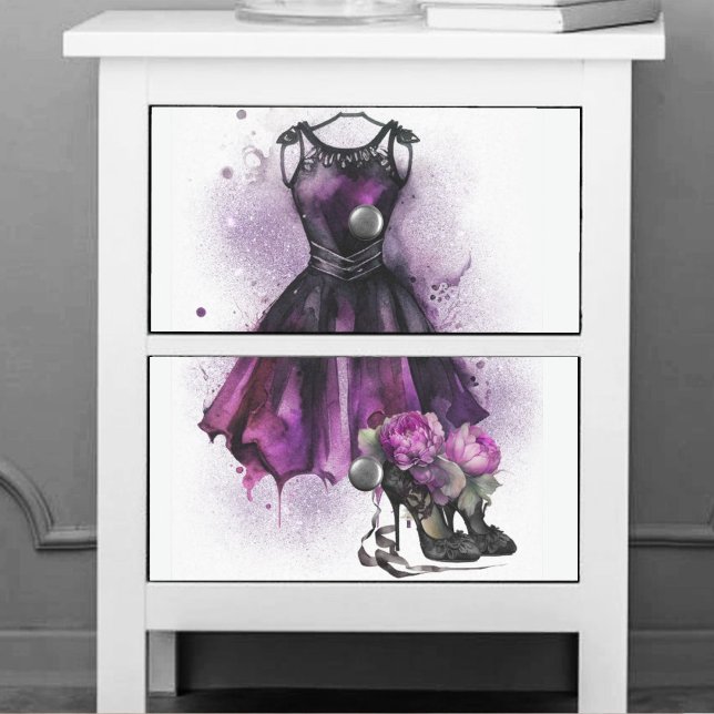 Goth Fashion | Purple Dress with High Heels Splat Tissue Paper (Creator Uploaded)