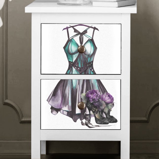 Goth Fashion | Violet and Teal Dress with Heels Tissue Paper (Creator Uploaded)