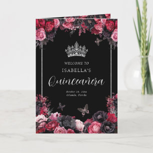 Goth Floral Quinceanera Princess Padrinos Event Program