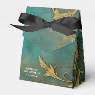 Goth Floral Teal And Gold Favour Box