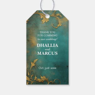 Goth Floral Teal And Gold Gift Tags