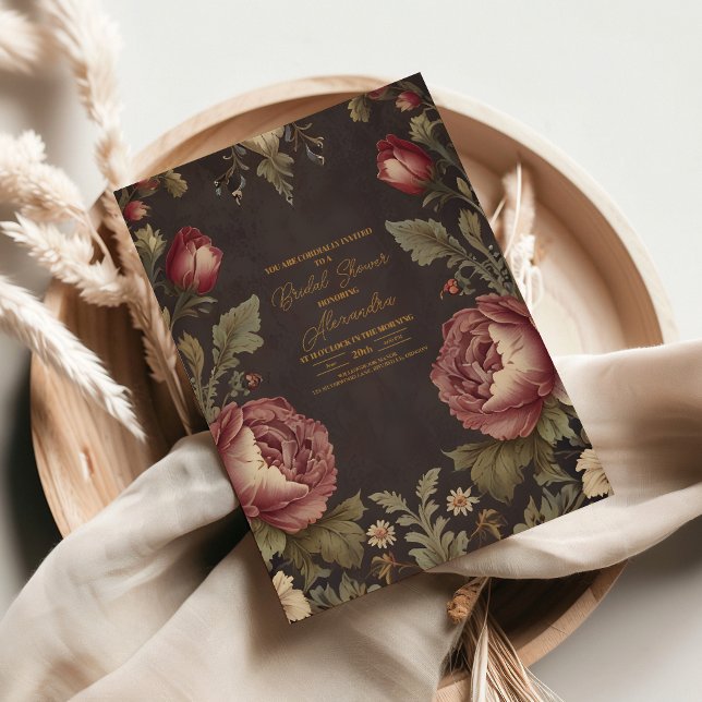 Goth Floral Victorian Bridal Shower Invitation (Creator Uploaded)