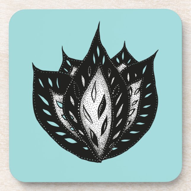 Goth flower abstract tattoo design coaster (Front)