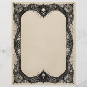 Goth Frame with Skulls Custom Letterhead