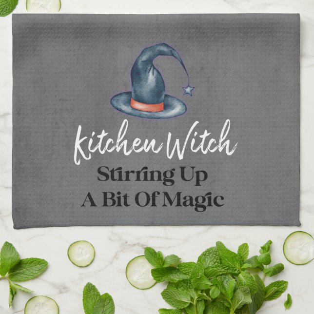 Goth Funny Kitchen Witch Halloween Kitchen Towel (Folded)