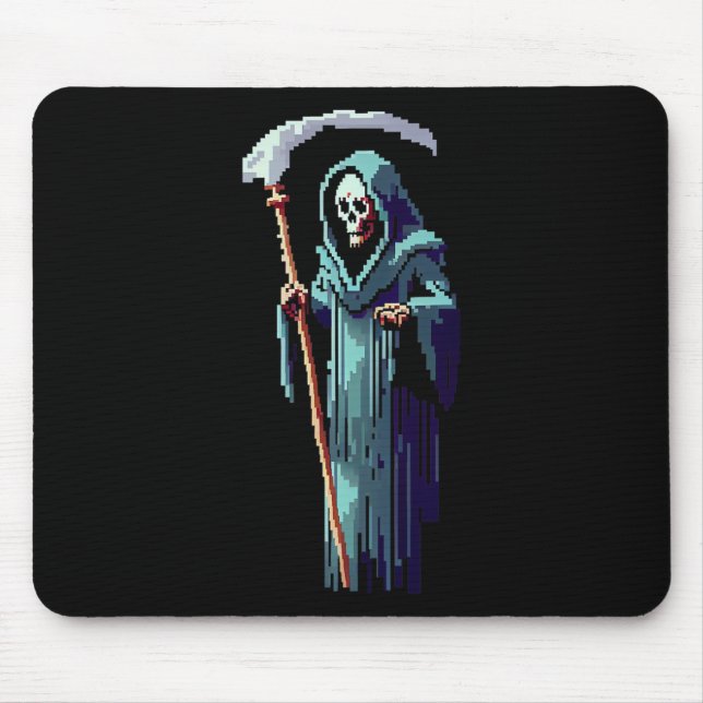 Goth Gamer 8 Bit Pixel Art Video Game Grim Reaper  Mouse Pad (Front)