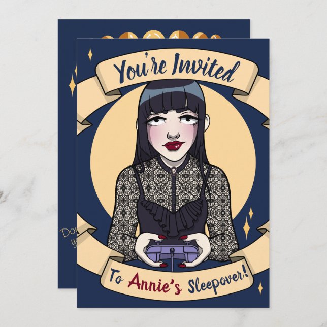 Goth Gamer Girl Sleepover Invitation (Front/Back)