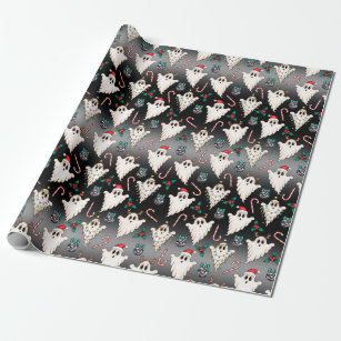 Goth Ghost Christmas Wrapping Paper Dark
