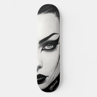 Goth girl bold ink drawing skateboard