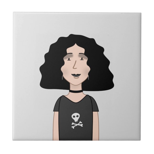 Goth girl ceramic tile (Front)