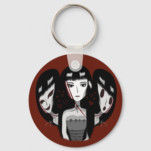 Goth Girl & Her Multiple Personalities  Key Ring (Front)