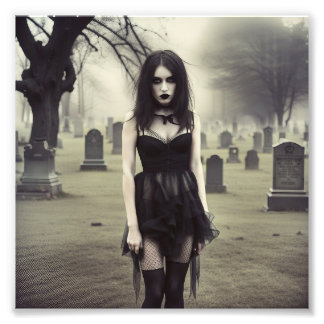 Goth Girl in the Cemetery Photo Print