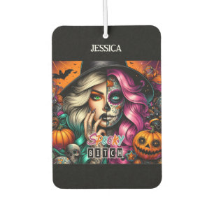 Goth Girl Personalised Name Halloween Car Air Freshener