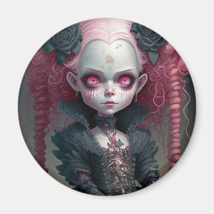 Goth Girl Pink Black Creepy Cute Magnet