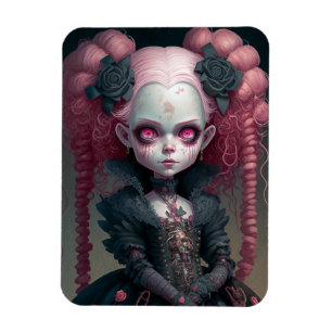 Goth Girl Pink Black Creepy Cute Magnet