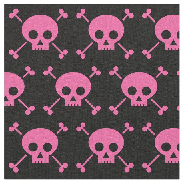 Goth Girl Pink Black Skulls Pattern Cool Fabric (Close Up)