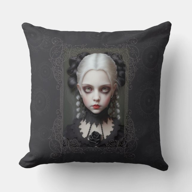 Goth Girl Portrait Pillow (Front)
