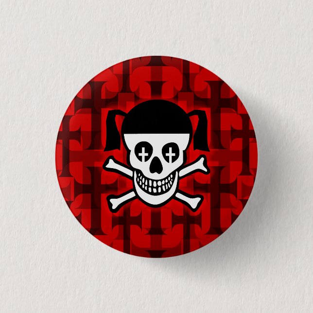 Goth Girl Skull & Crosses 3 Cm Round Badge (Front)