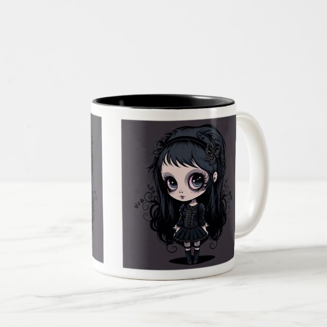 Goth Girl Two-Tone Mug, 11 oz  Two-Tone Coffee Mug (Front Right)