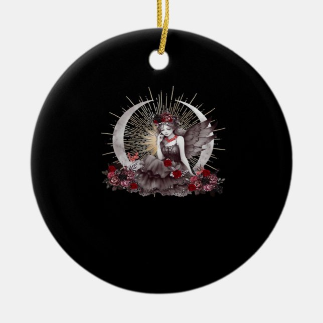 Goth Girl Whimsigoth Classic Ceramic Ornament (Front)
