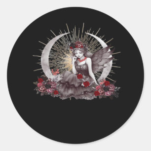 Goth Girl Whimsigoth Classic Round Sticker