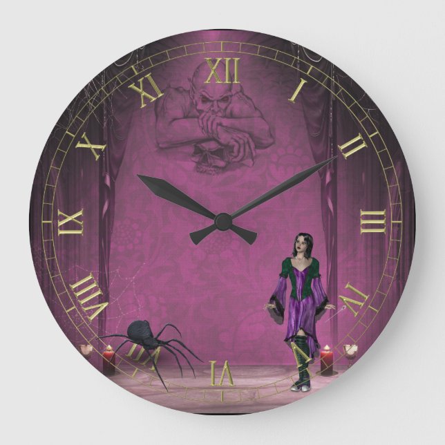 Goth Girl with Spider Wall Clock (Front)