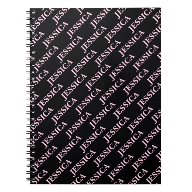 Goth Girly Pink & Black Name Feminine Office Notebook (Front)