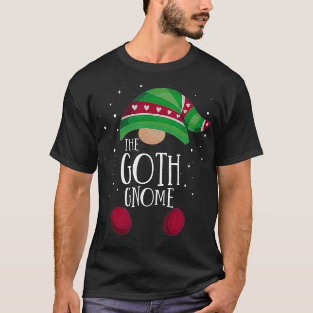Goth Gnome Family Matching Pajamas Christmas Gift  T-Shirt (Front)