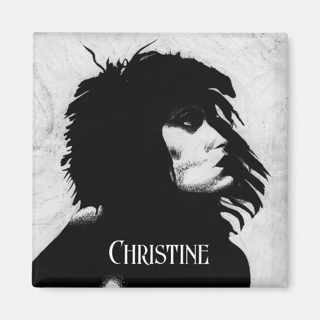 Goth Goddess Portrait Original Art Black White Magnet (Front)