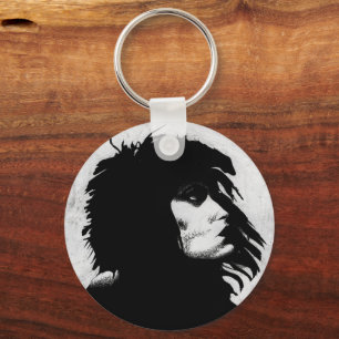 Goth Goddess Woman Portrait Iconic Fashion Art Key Ring