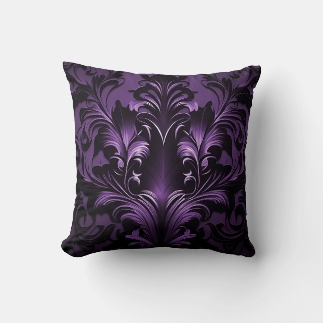 Goth Gothic Design Black & Purple Cushion (Front)