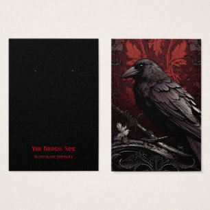 Goth Gothic Raven Crow Bird Earring Display Card