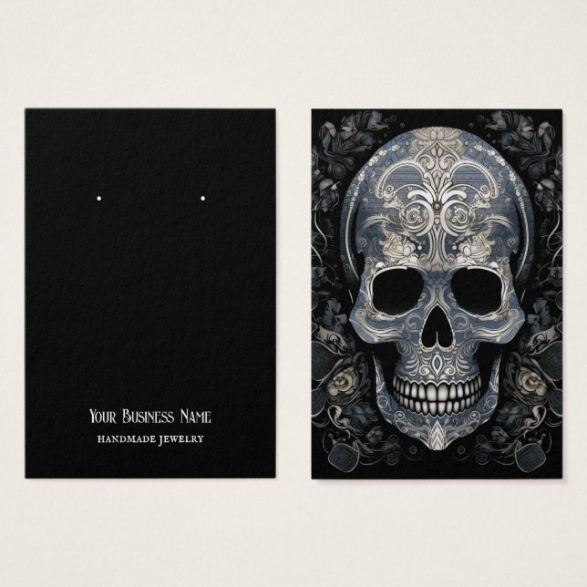 Goth Gothic Skull Earring Display Card (Front & Back)