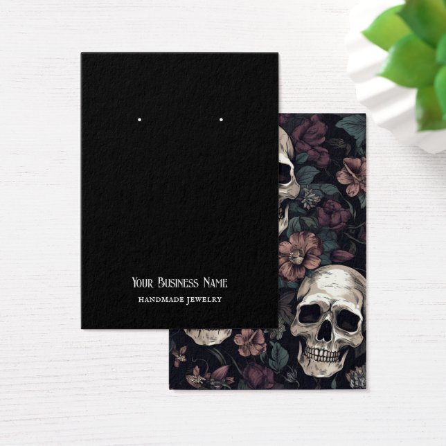 Goth Gothic Skulls Flowers Earring Display Card (Desk)