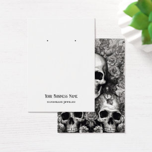 Goth Gothic Skulls Flowers Earring Display Card