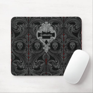 Goth Grey Ornament with Skull Personalised  Mouse Pad
