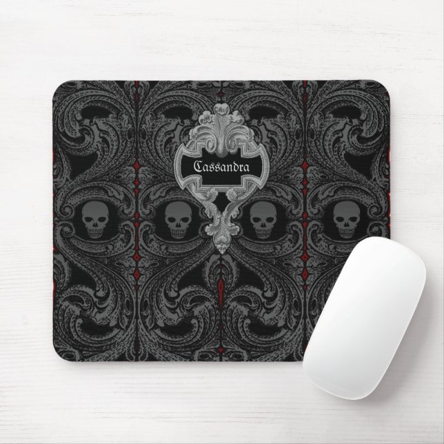 Goth Grey Ornament with Skull Personalised  Mouse Pad (With Mouse)