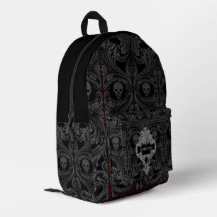 Goth Grey Ornament with Skull Personalised Printed Backpack
