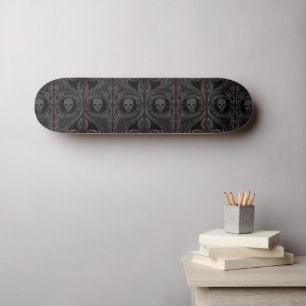 Goth Grey Ornament with Skull Skateboard