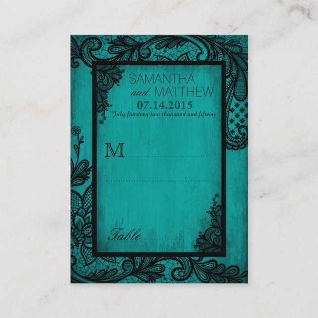 Goth Grunge Lace Wedding Place Cards (Front)