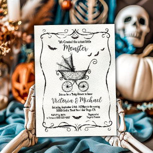 Goth Halloween Carriage Baby Shower Invitation