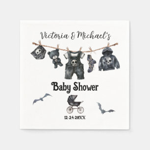 Goth Halloween Clothesline Baby Shower Napkin