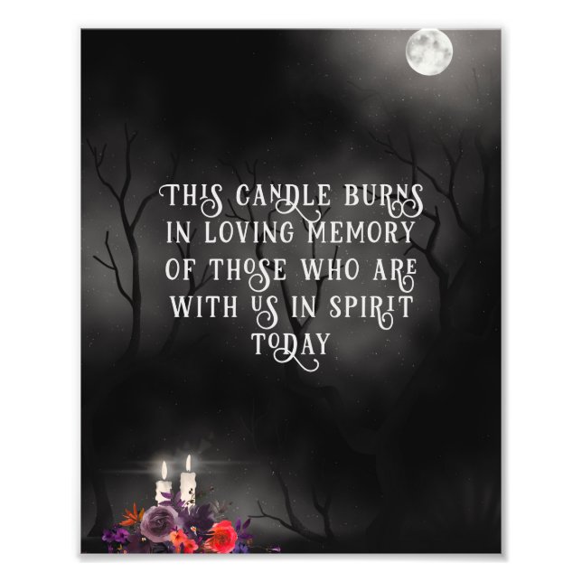 Goth Halloween Wedding Memorial Candle Sign (Front)