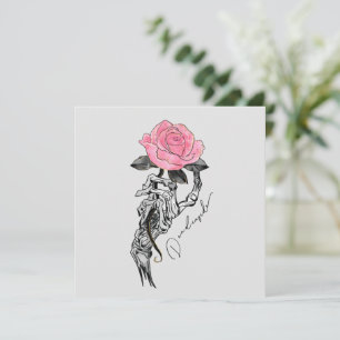 Goth Hand Skeleton With Pink Rose Dead Inside