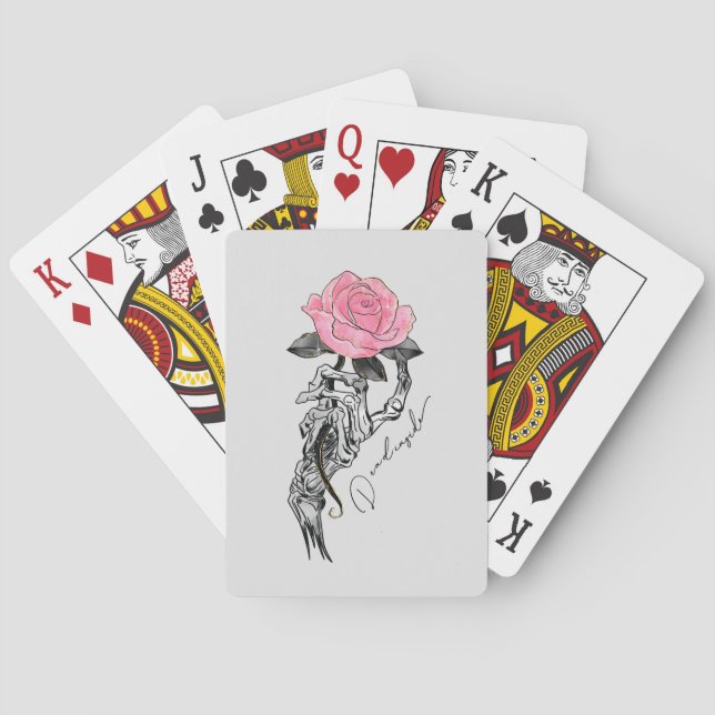 Goth Hand Skeleton With Pink Rose | Dead Inside Playing Cards (Back)